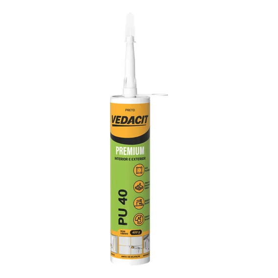 Adesivo Silicone Selante Pu 40 Preto 400gr Vedacit Foto 1