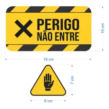 Adesivo Sinalização Não Entre Perigo 10x19cm/7x8cm Foto mini 2