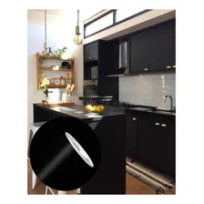 Adesivo vinil Contact Imprimax envelopamento geladeira m贸veis 60cm x 5m cor preto fosco Foto mini 3