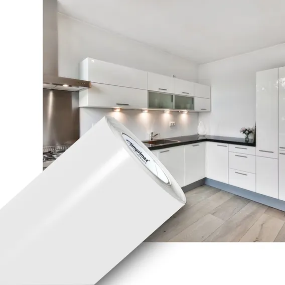 Adesivo Vinil Decoração Móveis Branco Brilho Lavável 0,61x6m Foto 1
