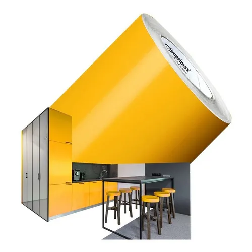 Adesivo Vinil Envelopamento M贸veis Amarelo Ouro 1m X 50cm Foto 1