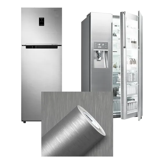 Adesivo Vinil Para Envelopamento Geladeira M贸veis 1m X 50cm Cor Envelopamento Inox Foto 1