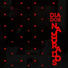 Adesivo Vitrine Dia Dos Namorados Vertical Corações Cor Vermelho Foto  mini 1