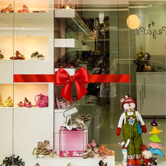 Adesivo Vitrine Laço De Natal Cor Vermelho Foto 1