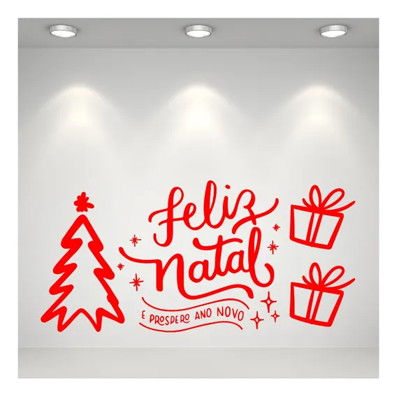 Adesivo Vitrine Natal Loja Decorar Prospero Ano 50x100 Cor Vermelho Foto 1