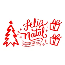 Adesivo Vitrine Natal Loja Decorar Prospero Ano 50x100 Cor Vermelho Foto mini  2