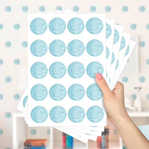 Adesivos Decorativos Bolinhas Azuis Quarto Infantil Lavável Foto 1