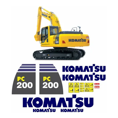 Adesivos Escavadeira Komatsu Pc200-8 Pc2008 Kit Completo Mk Cor - Foto 1