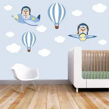 Adesivos Parede Infantil Urso Aviador BalÔes Balão Nuvens Cor Colorido Foto mini 1