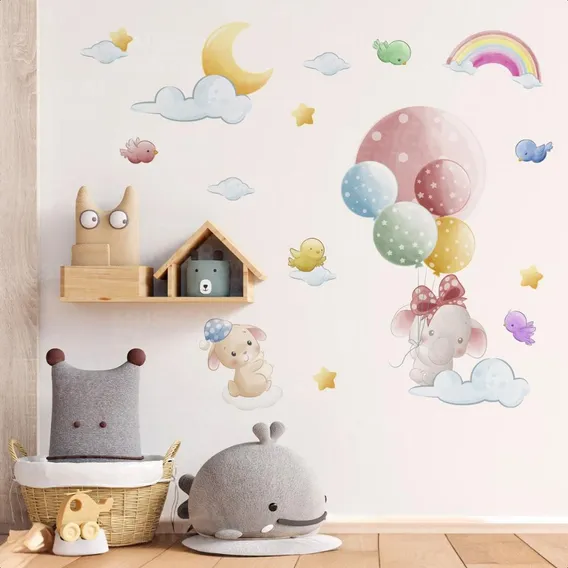 Adesivos Parede Quartinho Infantil Decorativos Céu Colorido Foto 1