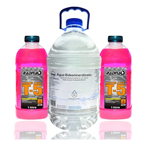 Aditivo Concentrado Radnaq Rosa 02 Litros + 05 Litros Água Desmineralizada Deionizada Kit Sistema Arrefecimento De Radiador Foto 1