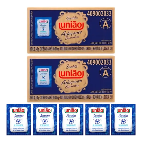 Adoçante Em Pó Diet União Sucralose Com 800 Sachês Adoçante Foto 1