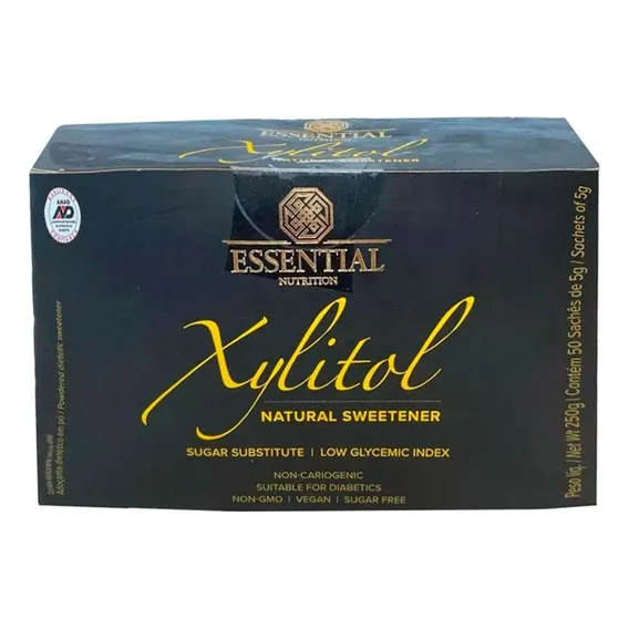 Adoçante Xylitol Essential Nutrition 50 Sachês De 5g Foto 1
