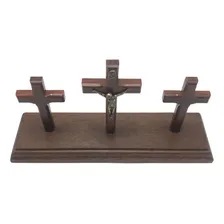 Adorno De Mesa Calvário De Jesus Três Crucifixos Foto mini 4