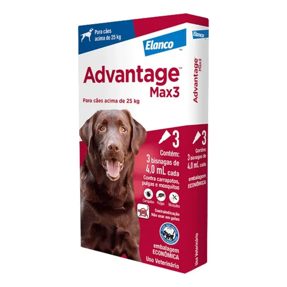Advantage Max 3 Antipulgas Cães Acima 25 Kg Combo 3 Pipetas Foto 1