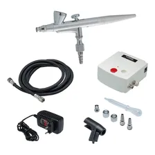 Aer贸grafo Com Mini Compressor Bivolt Worker Foto mini 1