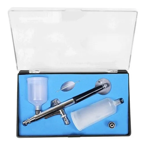 Aerógrafo Dupla Ação Com 2 Copos Bico 0,3mm W050f Para Bronzeamento, Confeitaria, Automotiva, Aeromodelismo, Artesanal WWSoldass Foto 1