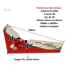 Aeromodelo asa zagi Wing star Horizon Aeromodelos com linkagem 100cm de asa entelada cor vermelho Foto mini 4