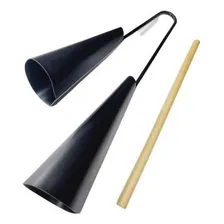 Agogô Duplo Pro Fire Metal Preto 30cm - Som Incrível Foto mini 2