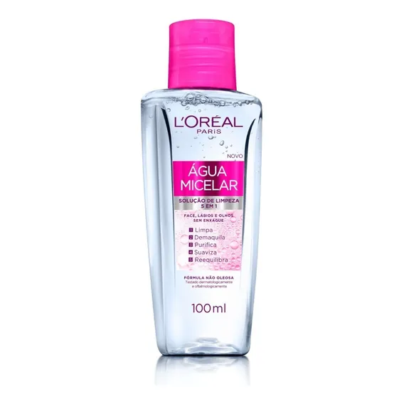 Agua Micelar LOreal Paris Solução de Limpeza 5 em 1 100ml Foto 1