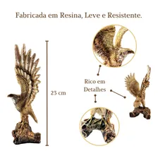 Águia Estátua Decoração Enfeite Águia Resina Rack Estante Mesa Escritório Luxo Foto mini 3