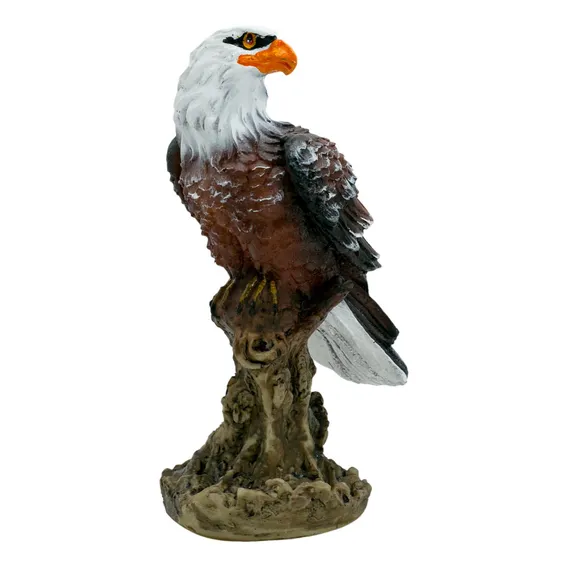 Águia No Tronco Estátua 22cm Resina Enfeite Espanta Pombo Foto 1