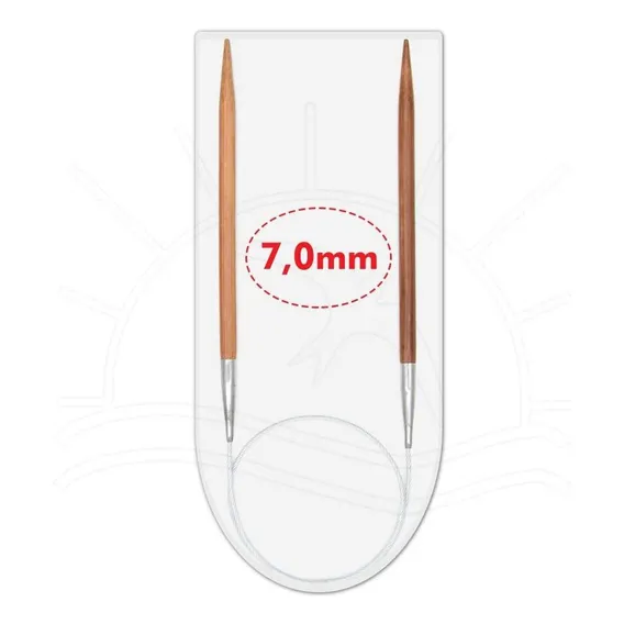 Agulha Circular CĂrculo De TricĂ´ Bambu 60cm Leve Prática Cor 7,0mm Foto 1
