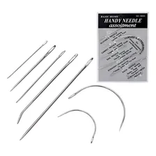 Agulha Costura Manual De Couro 7 Modelos 5 Retas E 2 Curvas Cor Aço inox Foto  mini 1