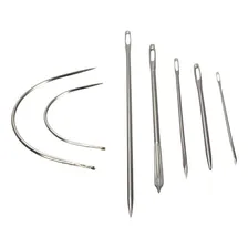 Agulha Costura Manual De Couro 7 Modelos 5 Retas E 2 Curvas Cor Aço inox Foto mini 4