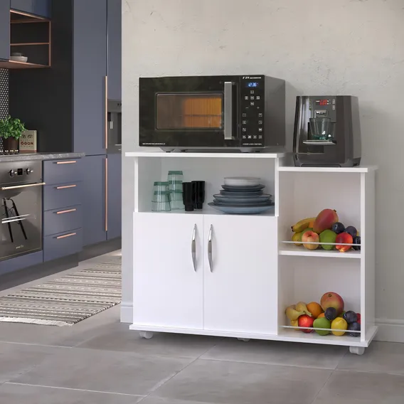 AJC fruteira chão 2 portas armário cozinha microondas água cor branco Foto 1