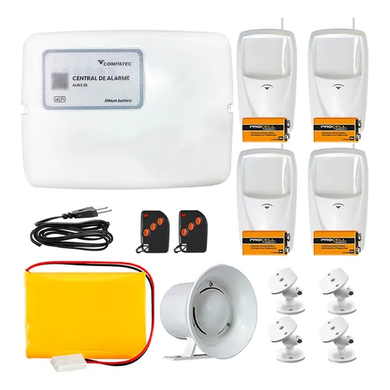 Alarme Wifi App iPhone Android Com 4 Sensores Infra Pet Cor Branco Foto 1
