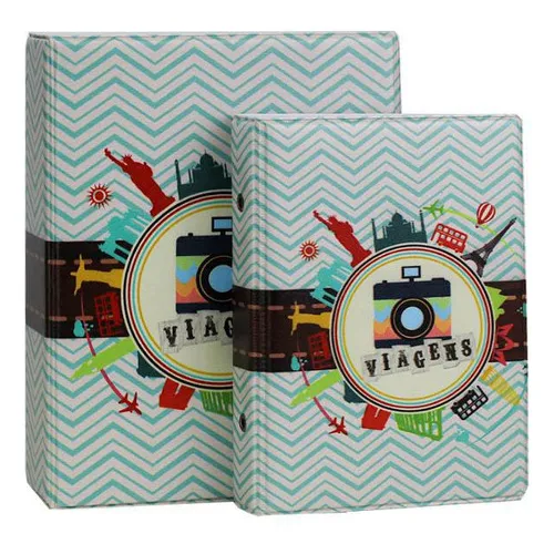 脕lbum Com Estojo Estampado Viagens Mem贸rias 100 Fotos 10x15 Foto 1