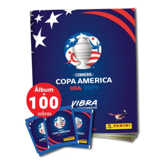 Álbum Copa América USA 2024 Panini azul capa dura + 0 pacotes de figurinhas Foto 1