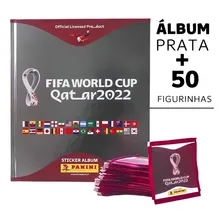 Album Copa Do Mundo 2022 Capa Dura Prata Panini Limitado + 50 figurinhas sem repetição Foto  mini 1