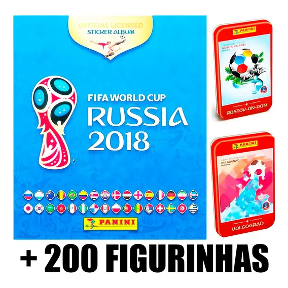 Album Copa Do Mundo Russia 2018 Com 200 Figurinhas + 2 Latas Foto 1