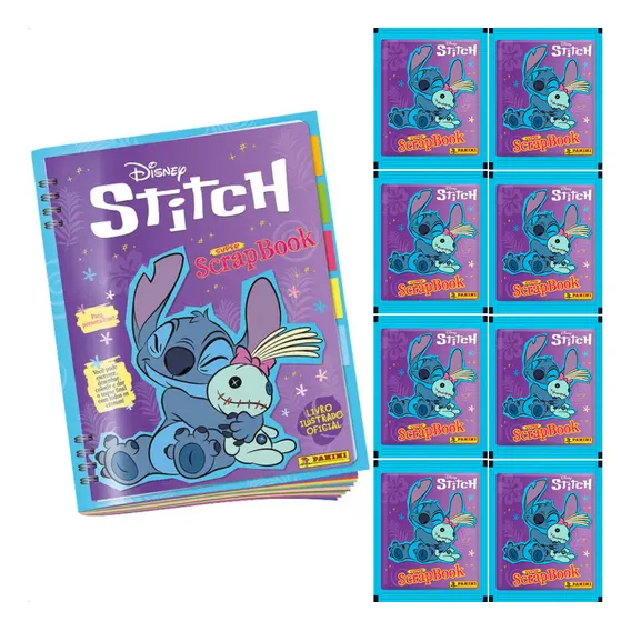 Álbum Stitch Super Scrapbook + 30 Figurinhas (6 Envelopes) Foto 1
