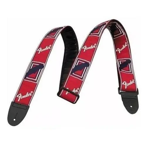 Alça Correia Fender Monograma Vermelho Preto Guitarra Baixo Foto 1