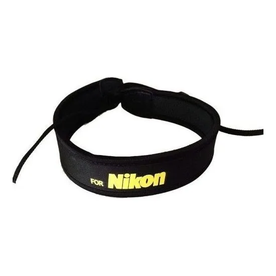 Alça De Ombro Neck Strap Em Neoprene Câmera Nikon Cor Preta Foto 1