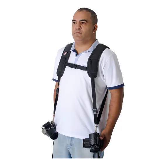 Alça Dupla Cameras Alca Suspensório Preta Double Strap Quick Foto 1