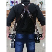 Alça Dupla De Couro Câmera Fotográfica + Parafuso + Sua Logo Foto mini  3