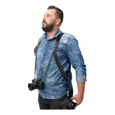 Alça Dupla Split Em Couro Legitimo Cameras Dslr Double Strap Foto mini 2