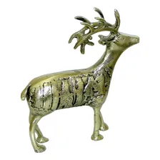 Alce Bronze Escultura Veado Chifre Estatueta Decoração Bicho Cor Dourado-escuro Foto  mini 1