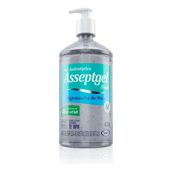 Álcool Em Gel Antisséptico 420gr Asseptgel Fresh Blue Foto 1