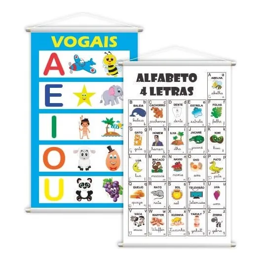 Alfabeto 4 Letras + Vogais Kit 2 Banners Grande Foto 1