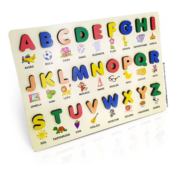 Alfabeto Madeira Montessoriano Tabuleiro Educativo Didático Foto 1