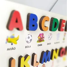Alfabeto Madeira Montessoriano Tabuleiro Educativo Didático Foto mini 3