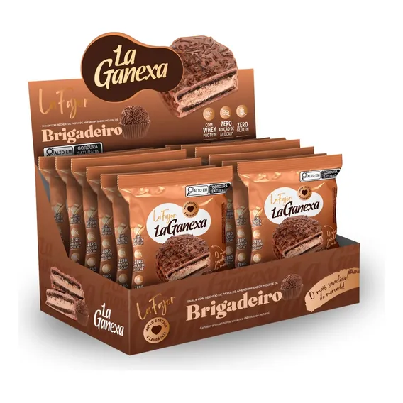 Alfajor Sabor Brigadeiro Com Whey Protein - 12 Unidades Foto 1