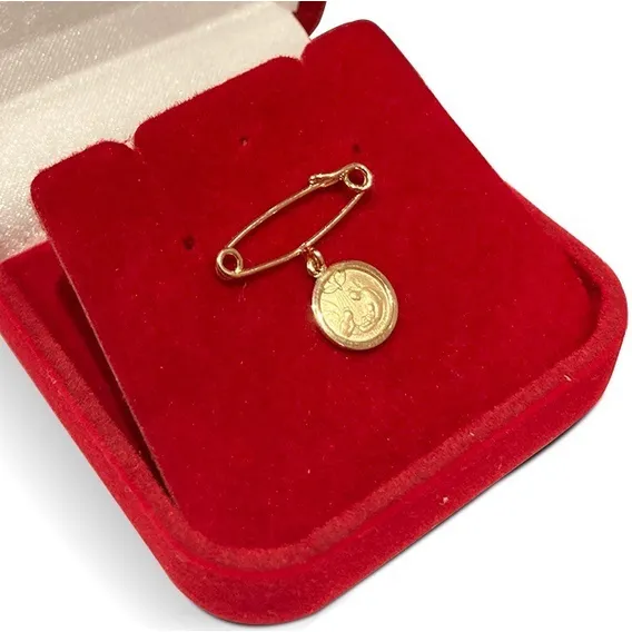 Alfinete Ouro 18k C/ Pingente Batismo (av) Cor Dourado Foto 1