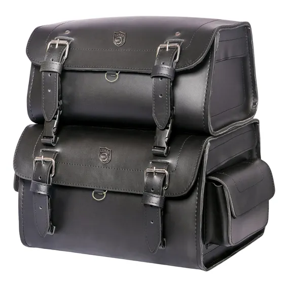 Alforge Traseiro Duplo Moto Custom 85 Litros Liso Cor Preto Foto 1