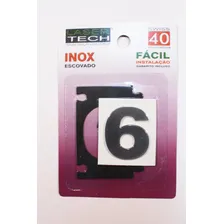 Algarismo 6 Para Identificação Predial Inox Escovado 4cm Foto mini 1